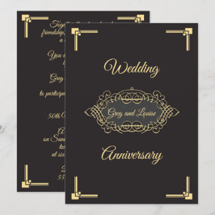 Art Deco Huwelijksjubileum Feest Kaart