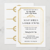 Art Deco Huwelijksuitnodigingen Wit & Goud 1920's Kaart (Voorkant / Achterkant)