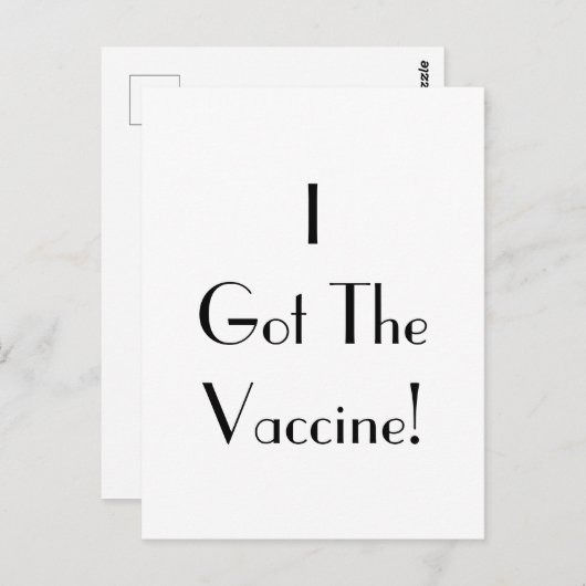 Art Deco I Got The Vaccine Typography Postcard Briefkaart (Voorkant / Achterkant)