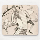 Art Deco Ice Skaters Winter Snow  Muismat (Voorkant)