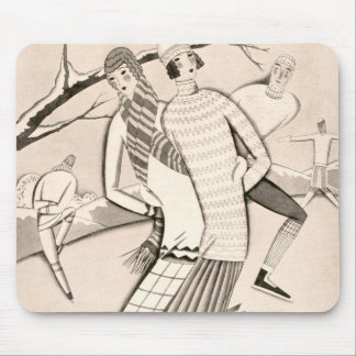 Art Deco Ice Skaters Winter Snow Muismat