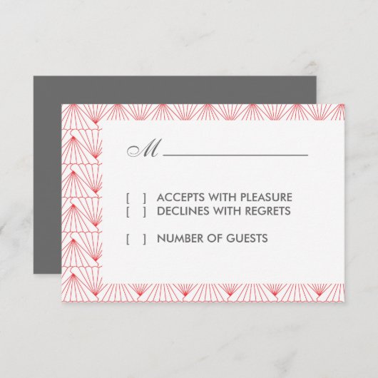 Art Deco II moderne RSVP kaart (Voorkant / Achterkant)