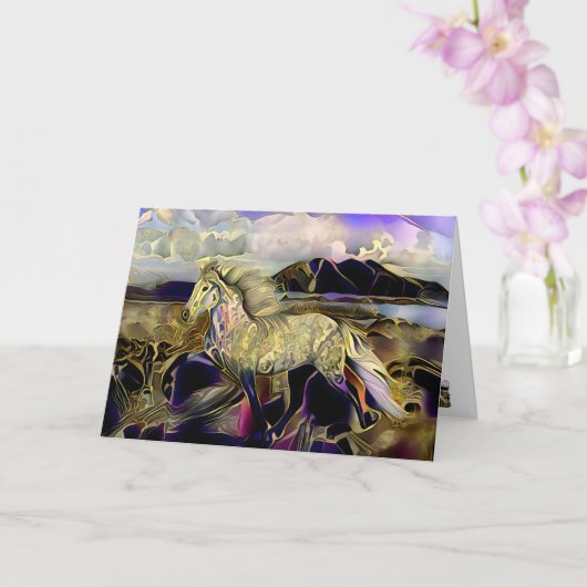 Art Deco IJslands paard Kaart (Orchidee)