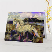 Art Deco IJslandse paarden Kaart (Gele Bloem)