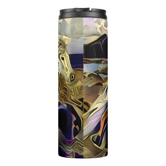 Art Deco IJslandse paarden Thermosbeker (Achterkant)