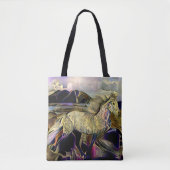 Art Deco IJslandse paarden Tote Bag (Voorkant)