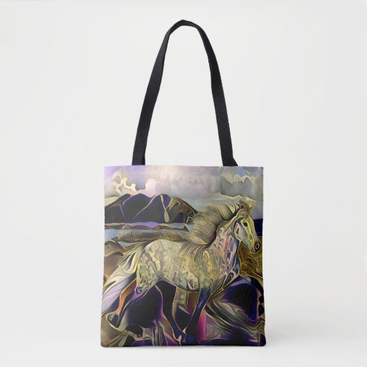 Art Deco IJslandse paarden Tote Bag (Voorkant)