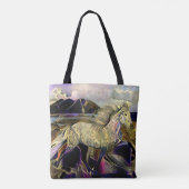 Art Deco IJslandse paarden Tote Bag (Achterkant)