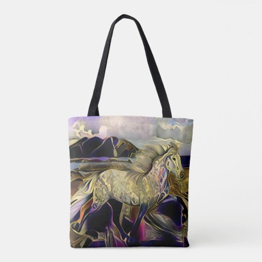 Art Deco IJslandse paarden Tote Bag (Achterkant)