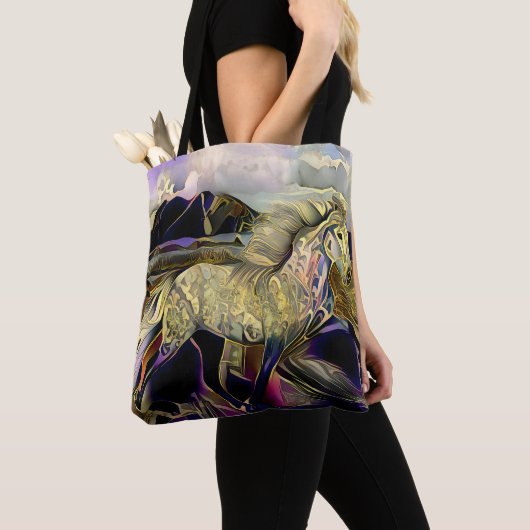 Art Deco IJslandse paarden Tote Bag (Dichtbij)