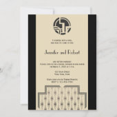 Art Deco in Black Ivory Bridal Shower Invitation Kaart (Voorkant)