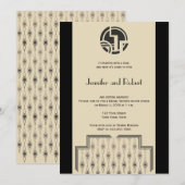 Art Deco in Black Ivory Bridal Shower Invitation Kaart (Voorkant / Achterkant)