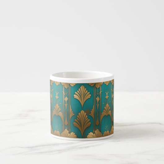 Art Deco in blauw en goud Espresso Kop (Voorkant)
