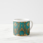 Art Deco in blauw en goud Espresso Kop (Voorkant rechts)