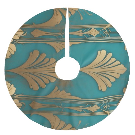 Art Deco in blauw en goud Kerstboom Rok (Voorkant)