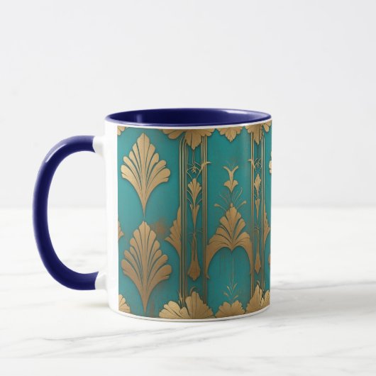 Art Deco in blauw en goud Mok (Links)