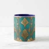 Art Deco in blauw en goud Mok (Midden)