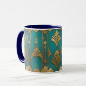 Art Deco in blauw en goud Mok (Voorkant links)