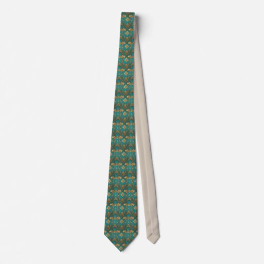 Art Deco in blauw en goud Stropdas (Voorkant)