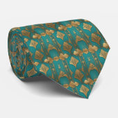 Art Deco in blauw en goud Stropdas (Opgerold)