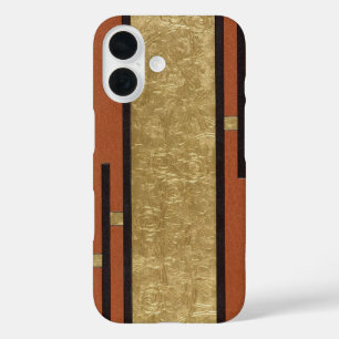 Art Deco in goud en bruin iPhone 16 Hoesje