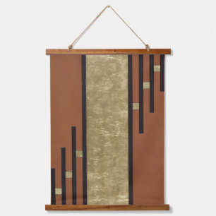 Art Deco in goud en bruin Hangend Wandkleed