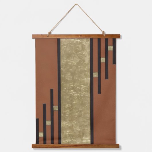 Art Deco in goud en bruin Hangend Wandkleed (Voorkant)