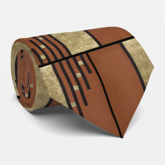 Art Deco in goud en bruin Stropdas