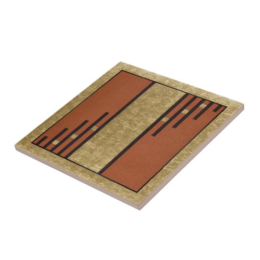 Art Deco in goud en bruin Tegeltje (Zijkant)