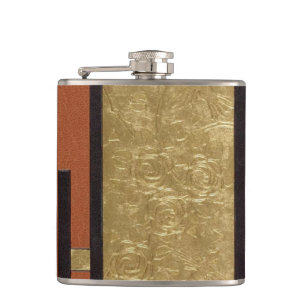 Art Deco in goud en taupe Heupfles