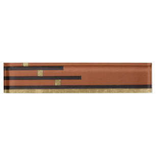 Art Deco in goud en taupe Naambordje