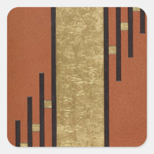 Art Deco in goud en taupe Vierkante Sticker
