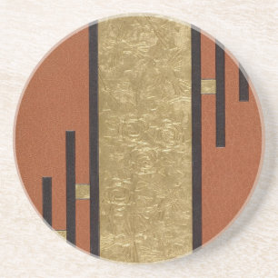 Art Deco in goud en taupe Zandsteen Onderzetter