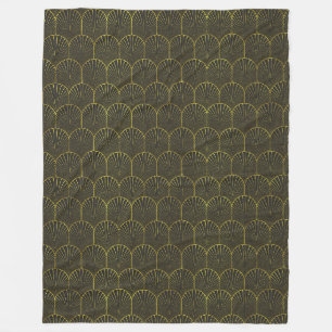 Art Deco in goud en zwart Fleece Deken