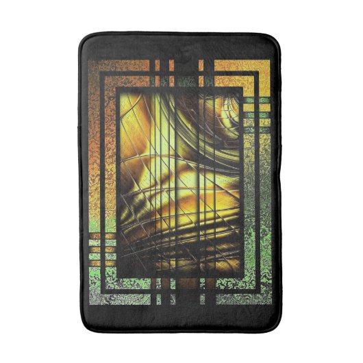 Art Deco in Green en Gold Bath Mat (Voorkant Verticaal)