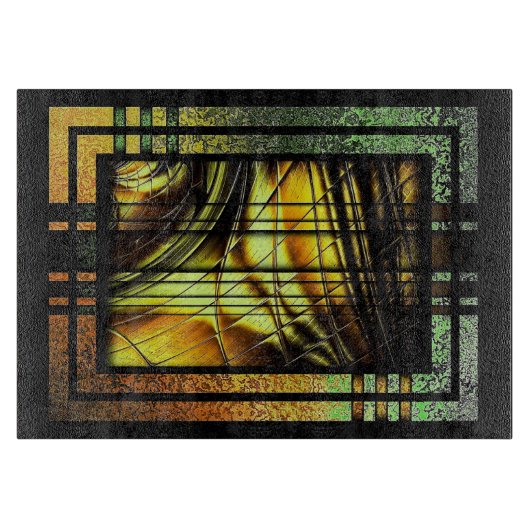 Art Deco in Green en Gold Cutting Board Snijplank (Voorkant)