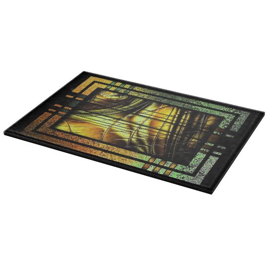 Art Deco in Green en Gold Cutting Board Snijplank (Hoek)