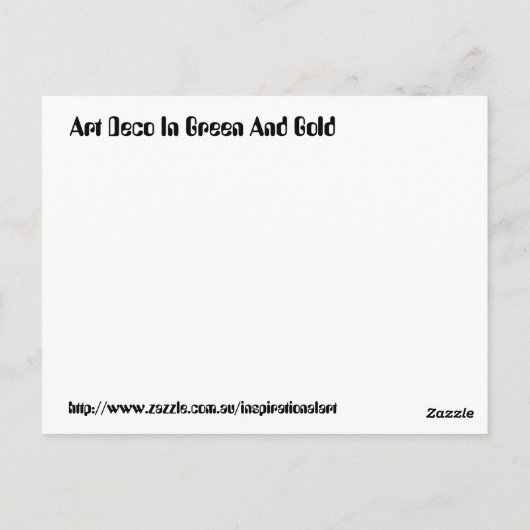 Art Deco in groen en goud Briefkaart (Achterkant)