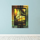 Art Deco in groen en goud Canvas Afdruk (Insitu (Houten vloer))