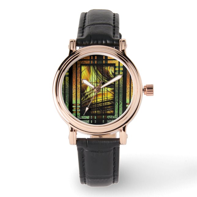 Art Deco in groen en goud Horloge (Voorkant)