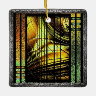 Art Deco in groen en goud Keramisch Ornament