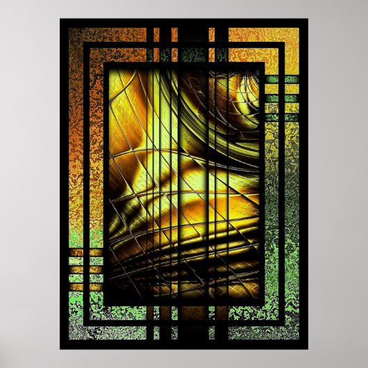 Art Deco in groen en goud Poster (Voorkant)