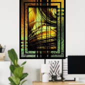 Art Deco in groen en goud Poster (Thuiskantoor)