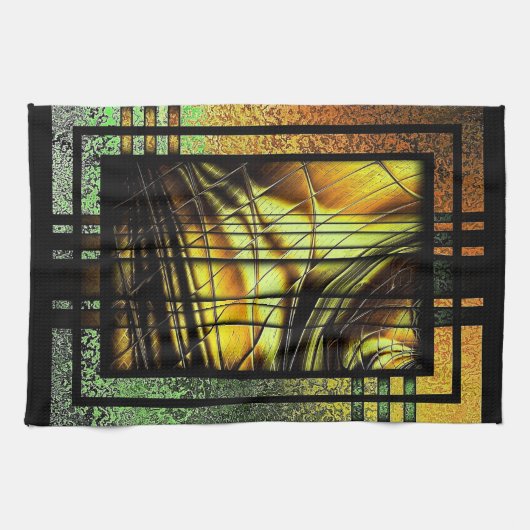 Art Deco in groen en goud Theedoek (Horizontaal)