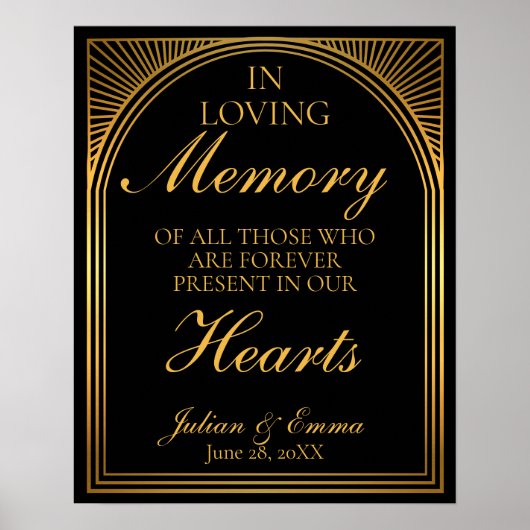 Art Deco In liefdevolle herinnering zwart en goud Poster (Voorkant)