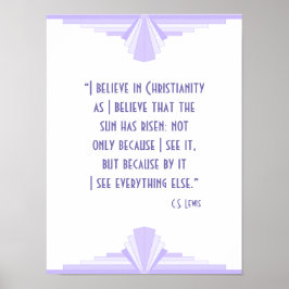 Art deco in lila met Christelijke prijsopgave Poster