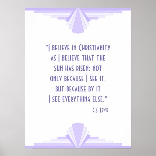 Art deco in lila met Christelijke prijsopgave Poster (Voorkant)
