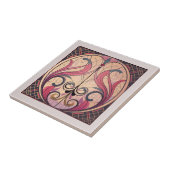 Art Deco in roze en beige Tegeltje (Zijkant)