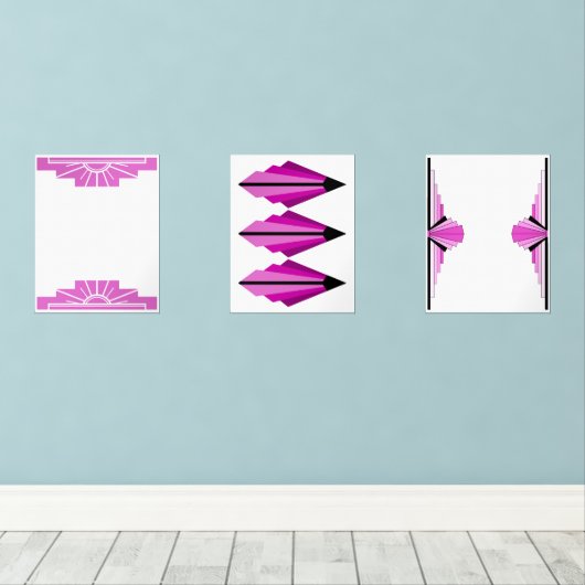 Art deco in roze muurkunst sets (Houten vloer)
