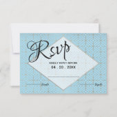 Art Deco in Turquoise en gouddiamantgrens RSVP (Voorkant)